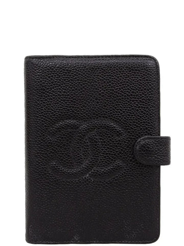 Top Quality Chanel Around 2001 Made Caviar Skin Cc Mark Stitch Agenda Black