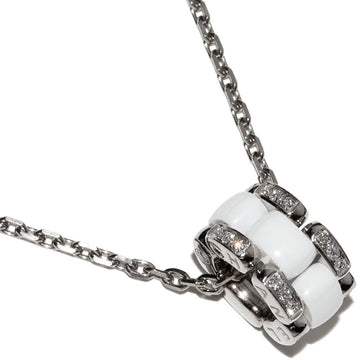Top Quality Chanel K18WG White Gold White Ceramic Diamond Pendant Necklace J3174
