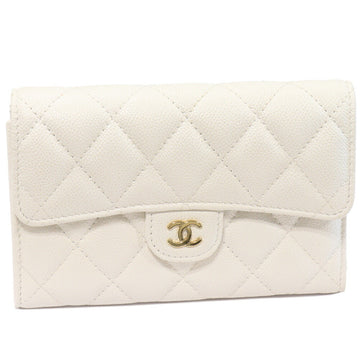 Top Quality Chanel Caviar Skin Bifold Wallet Matelasse Medium Classic Flap AP0232