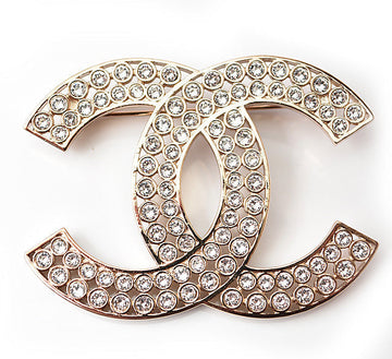 Top Quality Chanel Brooch Coco Mark Rhinestone Gold