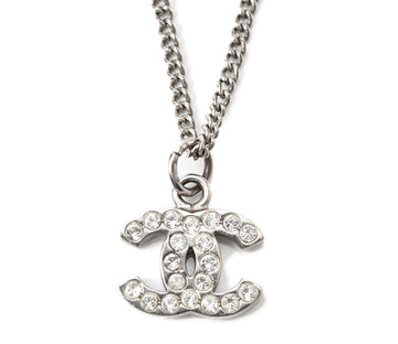 Top Quality Chanel Necklace/Pendant Coco Mark CC Rhinestone Silver/White