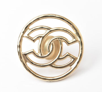 Top Quality Chanel Metal Brooch Circle Coco Mark Gold