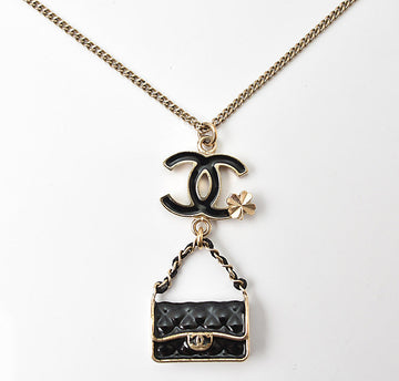 Top Quality Chanel Necklace/Pendant Coco Mark Clover Motif Gold/Black