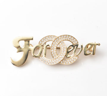 Top Quality Chanel Brooch with Rhinestones and Coco Mark, Gold