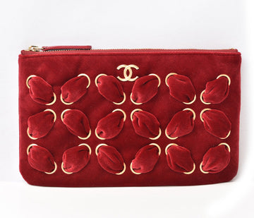Top Quality Chanel Red Velvet Clutch Bag/Flat Pouch