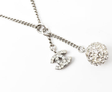 Top Quality Chanel 2way Necklace/Pendant with Rhinestones and Silver CC Ball