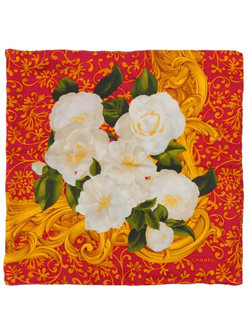 Top Quality Chanel Camellia Pattern Scarf Red/Multi