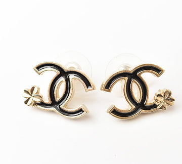 Top Quality Chanel Earrings CC Mark Clover Black/Gold