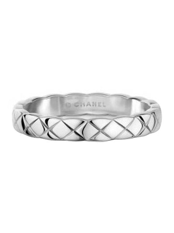 Coco Crush Quilted Ring White Gold Chanel
