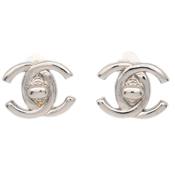 Top Quality Chanel CC Turnlock Earrings Clip-On Silver Small 96P