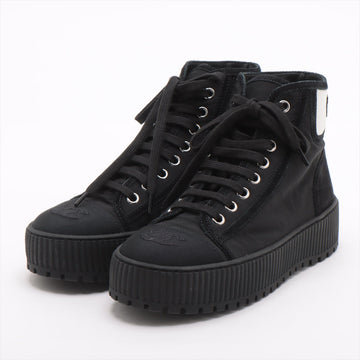 Top Quality Chanel Coco Leather X Fabric High-Cut Sneaker 35  Black G38091