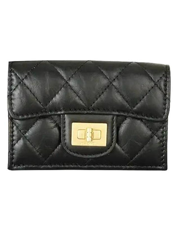 2.55   Tri-Fold Calfskin Half Wallet Black Chanel