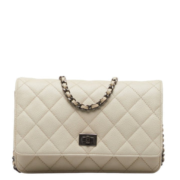 Top Quality Chanel Matrasse 2.55 Single Flap Long Wallet Chain Wallet White Caviar S  CHANEL