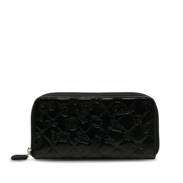 Top Quality Chanel Matrases Icon ymbol Charm Round Fashner Long Wallet Black Leather  CHANEL