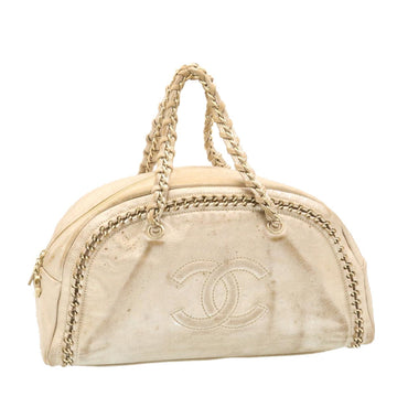 Top Quality Chanel Caviar Skin Tote Bag Leather White CC Auth 28380A