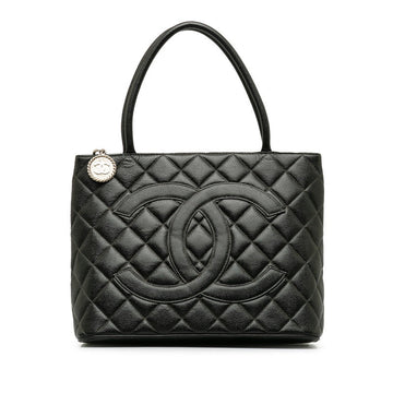Top Quality Chanel Matrases Medallion   ilver  Tooth Bag Shoulder Bag Black Caviar S Leather  CHANEL