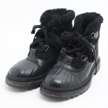Top Quality Chanel Coco Wool x Leather Boots 36  Black G32179 Boar