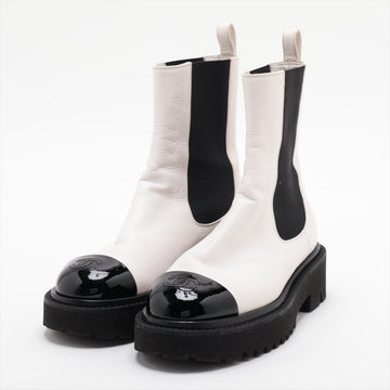 Top Quality Chanel Coco   Leather Patent Sidewear 37  White G38218
