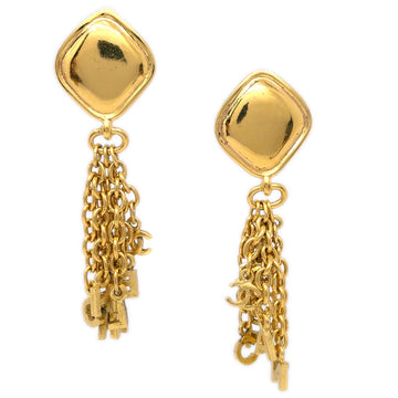 Top Quality Chanel Dangle Fringe Earrings Clip-On Gold