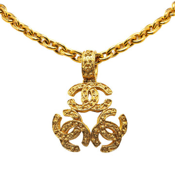 Top Quality Chanel   Triple Coco Mark Gold Plated Necklace