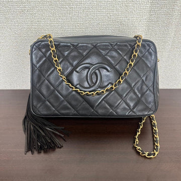 Top Quality Chanel Lambskin Quilted CC Tassel Camera Case Black B21-6