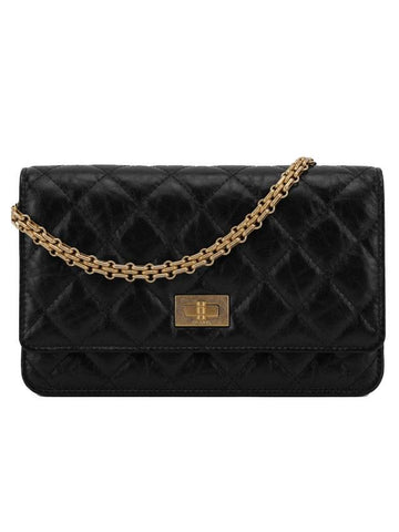 WOC Gold Hardware   Calfskin Chain Cross Bag Black Chanel