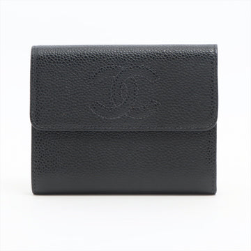 Top Quality Chanel Coco Caviar S Compact Wallet Black Gold  8th