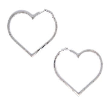 Top Quality Chanel Heart Dangle Piercing Earrings Silver 04P