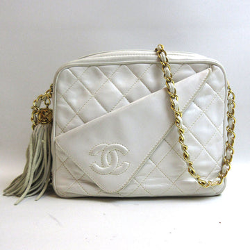 Top Quality Chanel Lambskin Chain Shoulder Bag White Gold Hardware