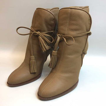 Top Quality Chanel Leather Shearling Boots Brown