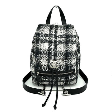 Top Quality Chanel Nylon Backpack Tweed Black White