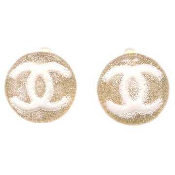 Top Quality Chanel Button Earrings Clip-On White 03A