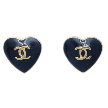 Top Quality Chanel Heart Piercing Earrings Gold Black 04A