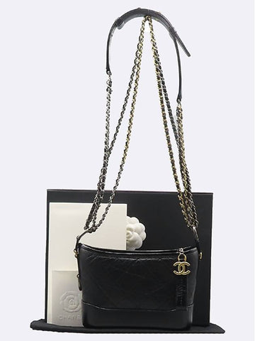 Top Quality Chanel A91810 Black Color COCO Gold Plated   Calfskin Gabrielle Hobo Small Chain Shoulder and Crossbody Bag Chanel