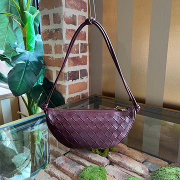 B-VENETA Half Moon Barro Muse Brass Nappa Intrecciato Shoulder Bag