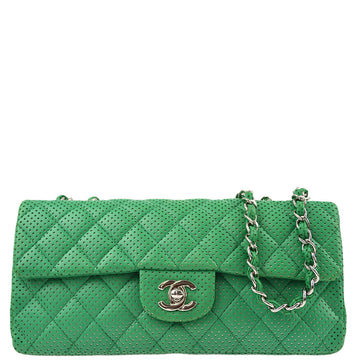 Top Quality Chanel Green Perforated Lambskin East West Shoulder Bag