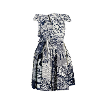 Top quality Dior Size 34 Dress Fantaisie Cotton Navy/White