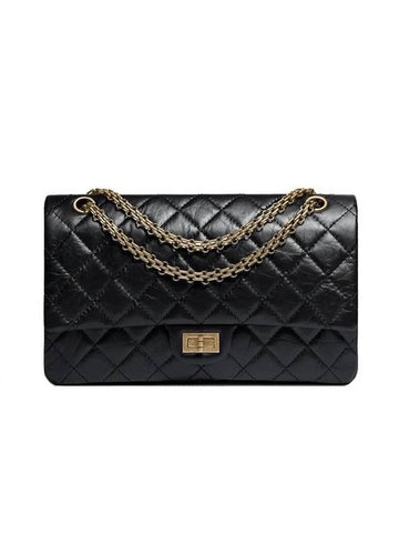 255   Calfskin Gold Tone Metal Large Flap Shoulder Bag Black Chanel