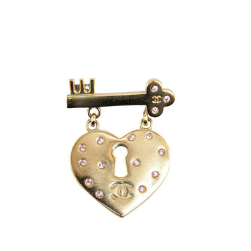 Top Quality Chanel Coco Mark Heart Key Motif Rhinestone Brooch