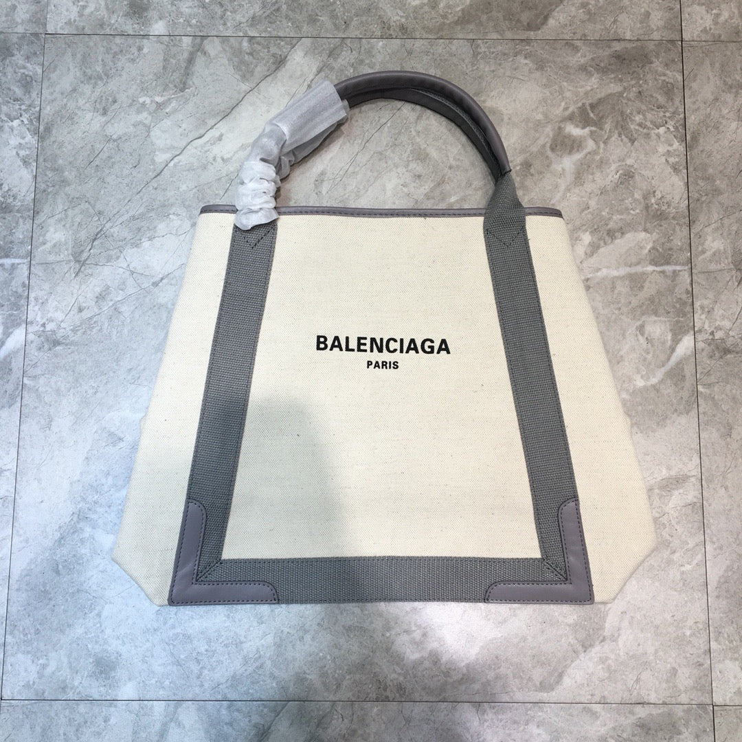 BLN-Ciaga Navy Medium Cabas Tote Bag In Gray, For Women,  Bags 14.1in/36Luxe Carry