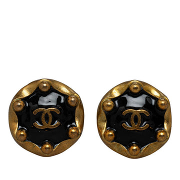 Top Quality Chanel   Coco Round Earrings Gold Black   Chanel