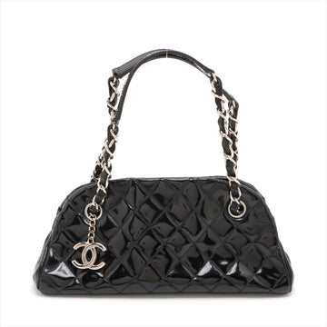 Top Quality Chanel Mademoiselle Patent Leather Chain Shoulder Bag Black Silver G  14th