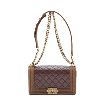 Top Quality Chanel Boy Top Quality Chanel Leather X Sword Chain Shoulder Bag Brown Gold  18th