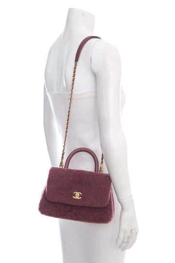Top Quality Chanel 2017  Purple Shearling Coco Handle Handbag
