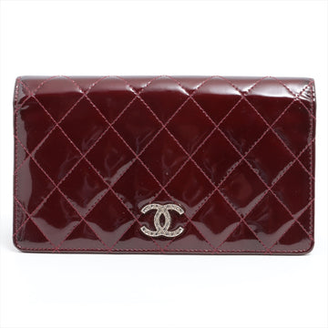 Top Quality Chanel Coco Patent Leather Wallet Bordeaux Silver  18th