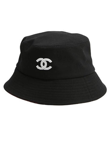 CC Logo Reversible Bucket Hat Black Chanel