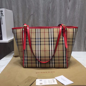 B-Berry - Luxe Carry  The Small Canter Horseferry Check Tote Red For Women, Women’s Bags 11.6in/29.5Luxe Carry