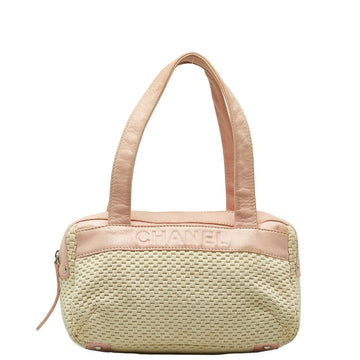 Top Quality Chanel Logo One-Shoulder Bag Handbag Pink Natural Leather Cotton  CHANEL