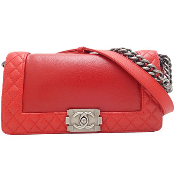 Top Quality Chanel Boy Chain Shoulder Bag Red Lambskin