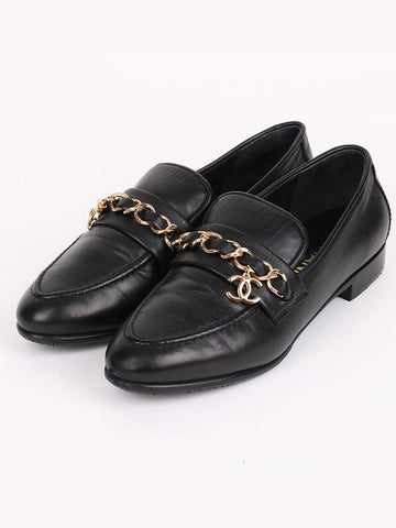 CC logo gold black women s loafers G36420 Chanel